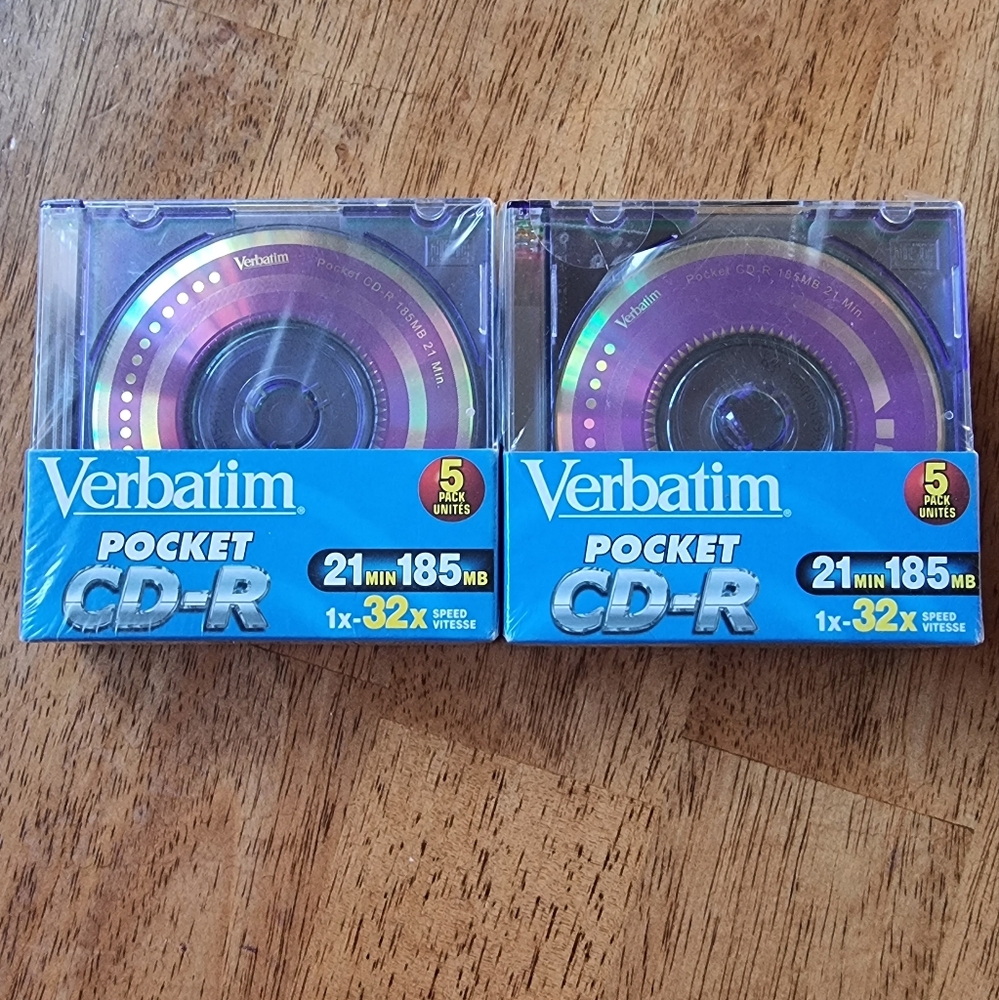 🆕️ Verbatim Pocket CD-R 21 Min 185 MB New Two 5 Packs 32x Speed